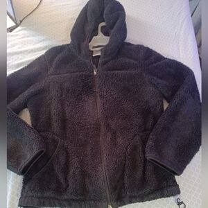 Free Country Full Zip Fleece Fuzzy Long Sleeve Mock Neck Pockets Black Medium